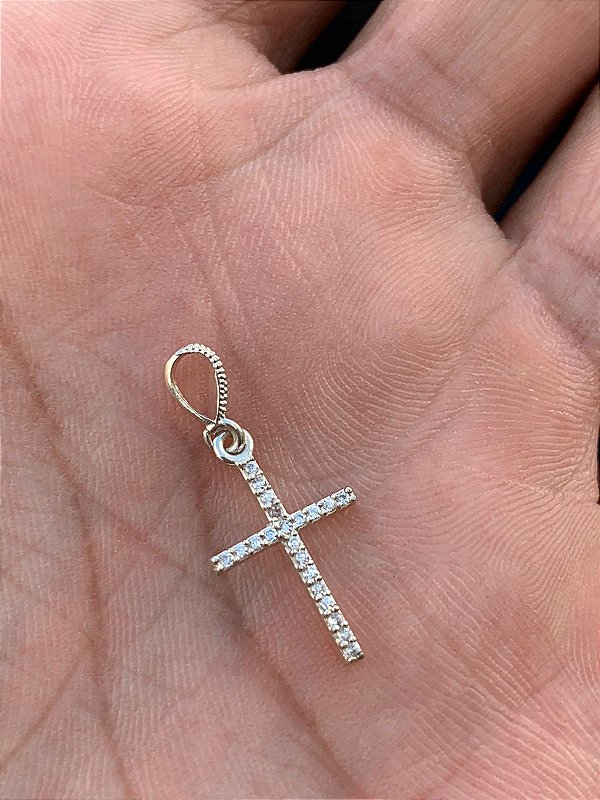 pingente cruz cravejada