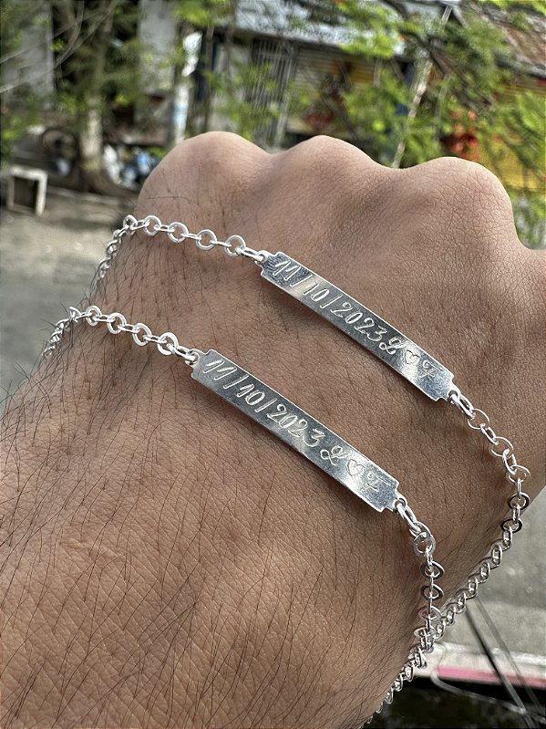 Par de Pulseiras casal tamanho ÚNICO, NOS AROS SÃO APENAS DEMONSTRAÇÃO.