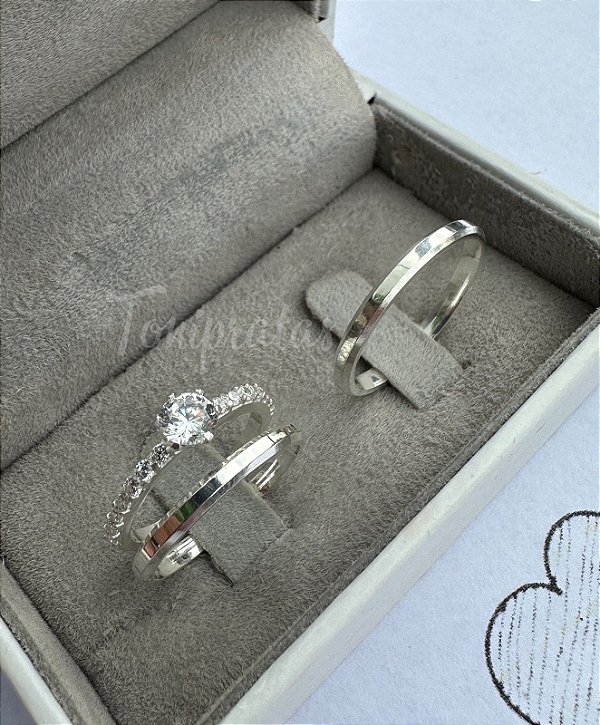 alianças deline 2mm com anel cinderela