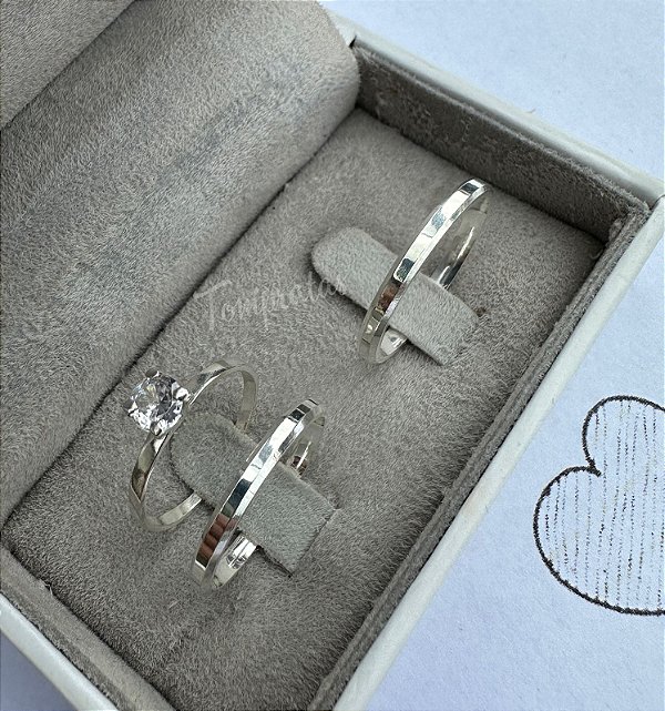 alianças Deline 2mm com anel cristal