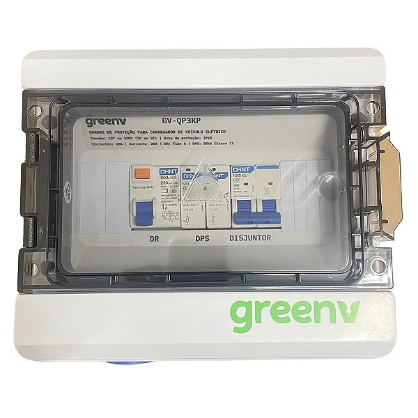 Quadro de Proteção 220V 3,6KW com Tomada ABNT 20A GreenV