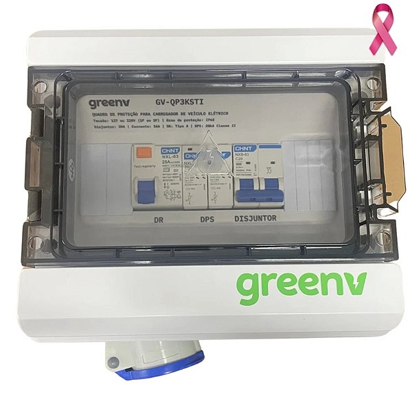 Quadro de Proteção 220V 3,6KW com Tomada Industrial 3P GreenV