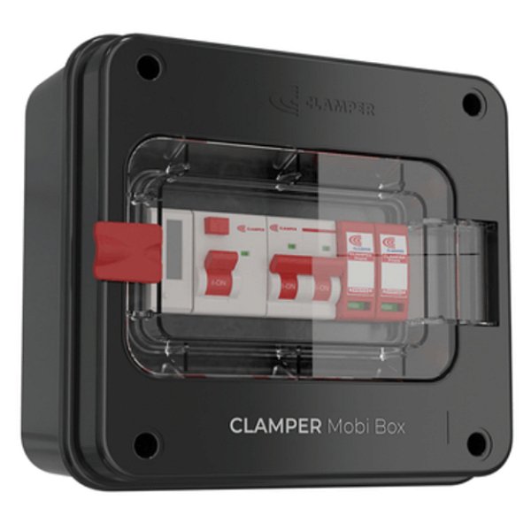 Quadro de proteção para carregadores veiculares - 127/220 volts - 32 amperes - com medidor de consumo - CLAMPER Mobi Box 220V 8kW P M 32A - 025975