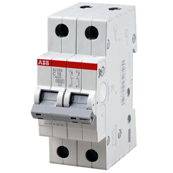 Minidisjuntor ABB SJ202T-C40 - 40A, 2 Polos, Curva C, 3kA/5kA, 400/230V