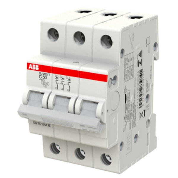 Minidisjuntor ABB SJ203T-C20 - 20A, 3 Polos, Curva C, 3kA/5kA, 400/230V