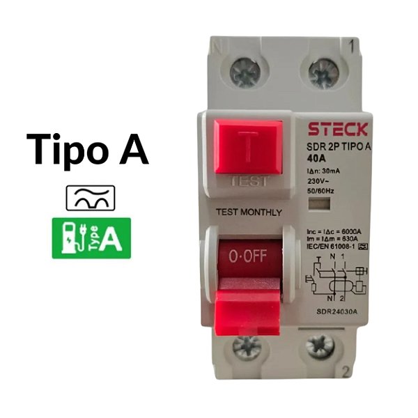 Interruptor Diferencial Bipolar 40a Dr-a 2p Steck Classe A Promoção