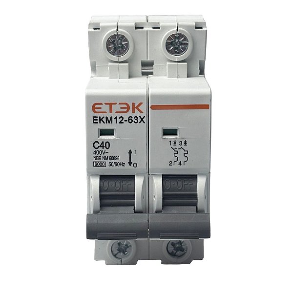 DISJUNTOR MCB 6KA 2P 40A C CURVE ETEK BRAND
