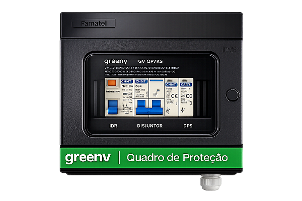Quadro de Proteção 220V 7 kW GreenV Preto com Prensa Cabo
