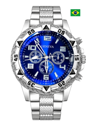 Relógio GENEVA Luxo Esportivo Analógico Mostrador Grande