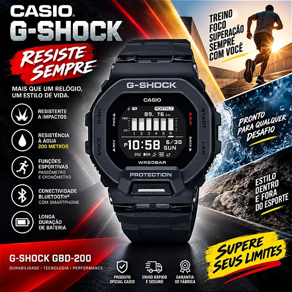 Relógio oficial Casio G Shock Gbd-200