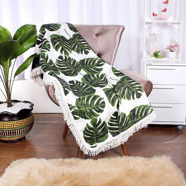 Manta/Xale Para Sofá Costela De Adão Jacquard Luxo