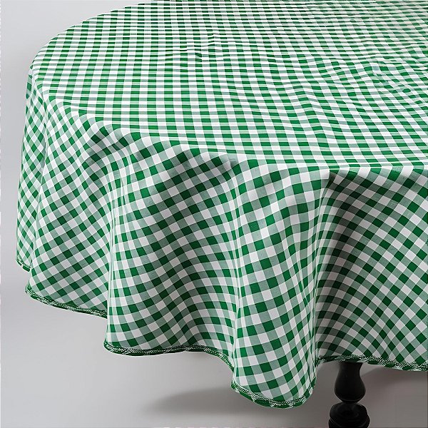 Toalha De Mesa Redonda - Estampa Xadrez Verde