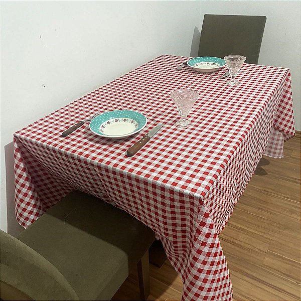 Toalha De Mesa Retangular - Xadrez Vermelho