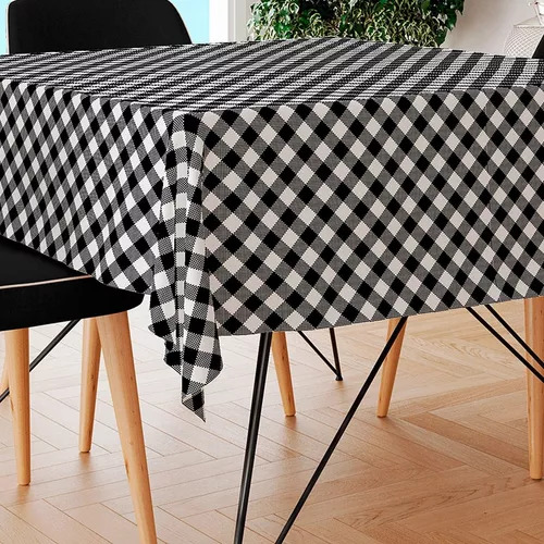 Toalha De Mesa Quadrada - Xadrez Preta