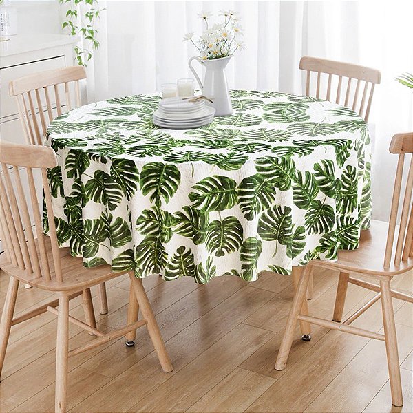 Toalha De Mesa Redonda - Costela de Adão Jacquard Luxo