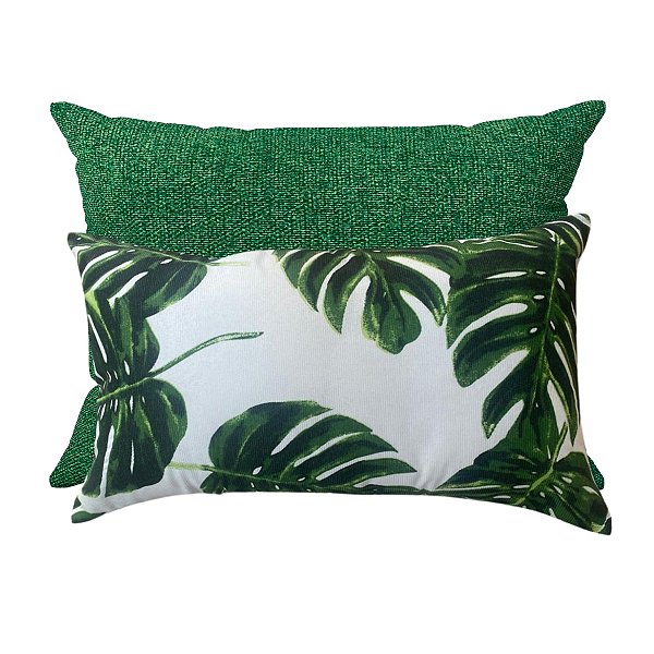 Kit 2 Capas de Almofada Retangular Baguete com Zíper - Costela de adão + Verde