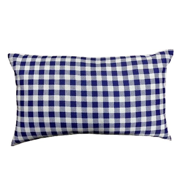 Capa De Almofada Retangular/Baguete - Xadrez Azul
