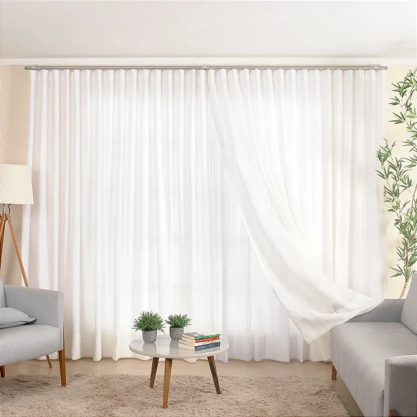 Cortina P/ Trilho - 2,16 A x 2,10 L - Linho gaze Off white + Blackout 100%
