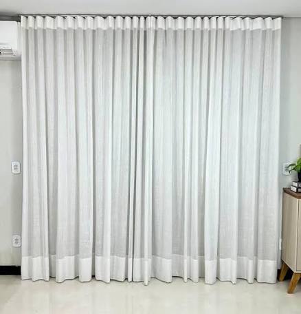 Cortina P/ Varão Wave - 1,60 A x 1,80 L - Linho gaze Off white + Microfibra