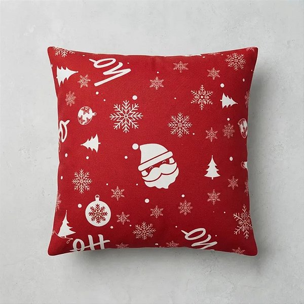 1 Capa De Almofada Natalina Com Zíper - Estampa Natal Hoho