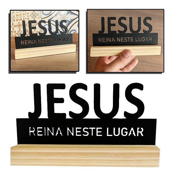 Placa Jesus Decoração Madeira Mdf Preto P/ Casa Sala