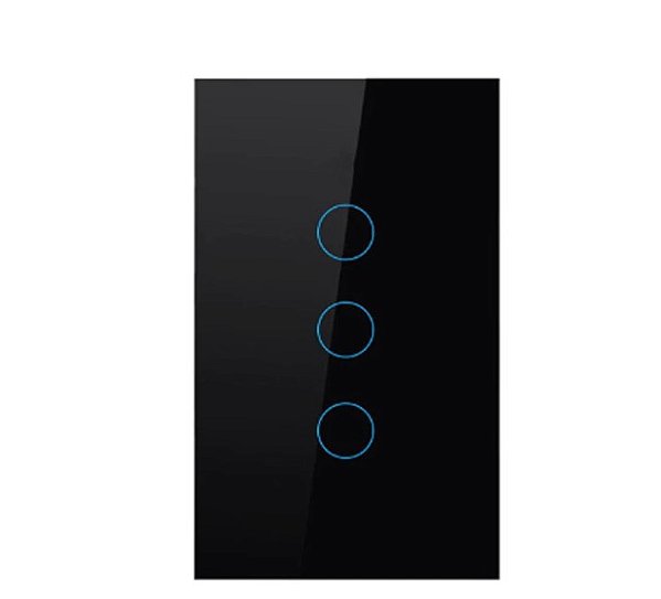 Interruptor Wi-fi Preto Tuya 3 Teclas Sem Neutro Espelho Sem Logo