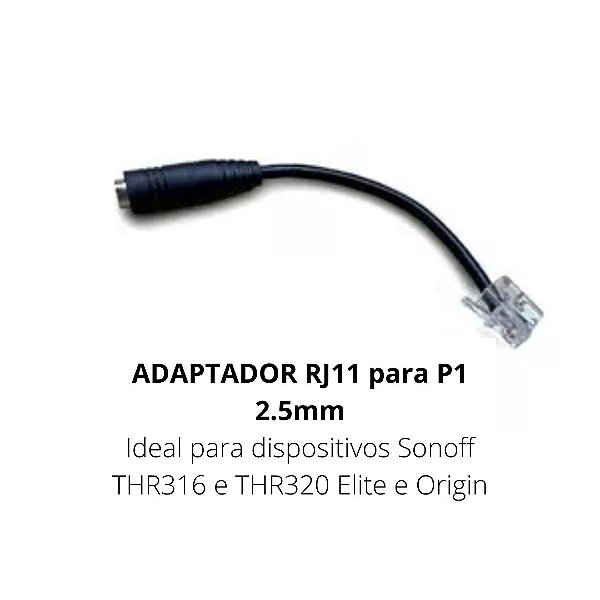 Adaptador Rj11 P/ P1 Sonoff Th 16 20 Elite Origin