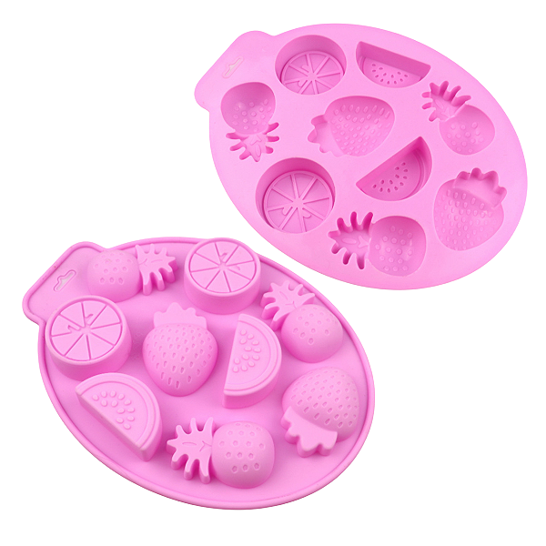 Forma Molde Bandeja Silicone Frutas Morango, Abacaxi, Melancia para Gelo Confeitaria Velas Sabonetes