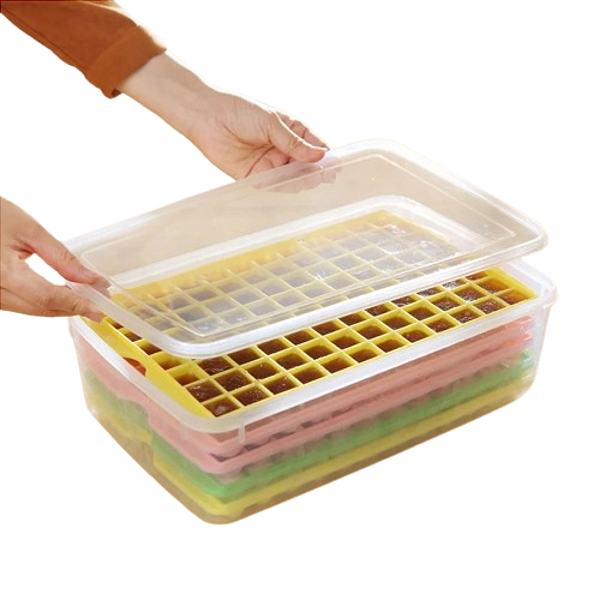 Pote Bandeja com Tampa Silicone 5 Formas Gelo Frutas Doces Chocolate