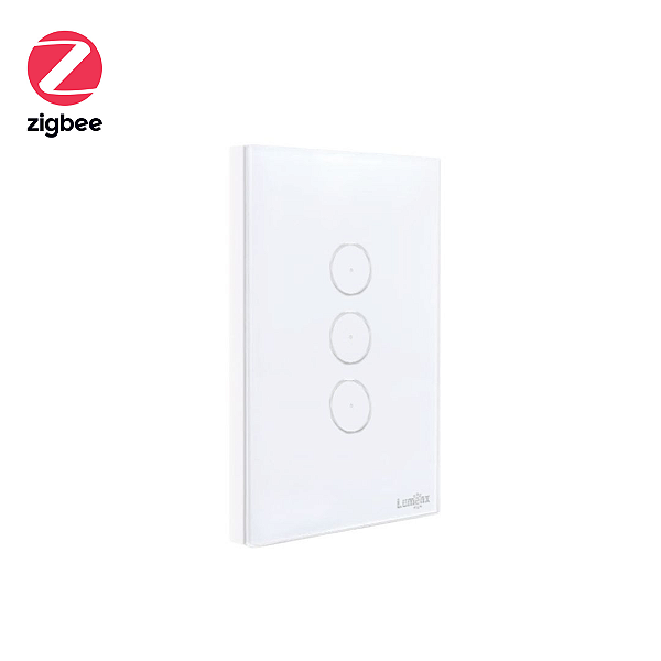 Interruptor Touch Tok Glass 3 Botões Zigbee 4x2 Lumenx