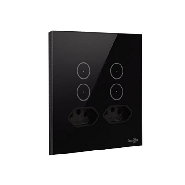 Interruptor Touch 4 Botões com Tomada Dupla Lumenx 4x4