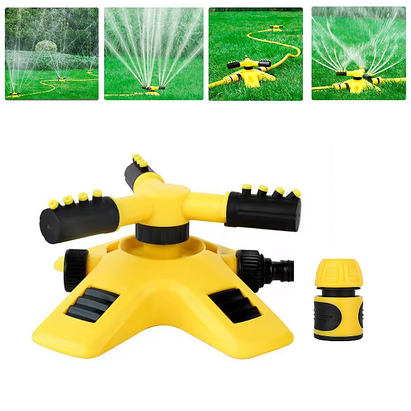 Irrigador Aspersor Sprinkler Regador Jardim Rotação Automática 360° com Conexão Engate Rápido