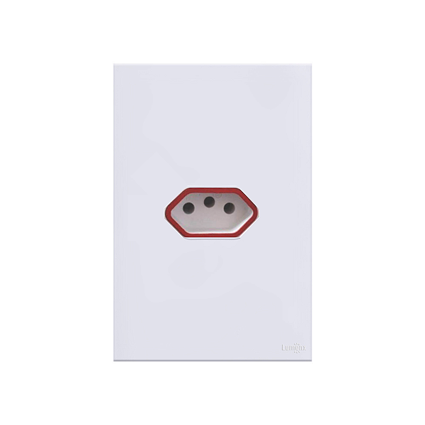 Tomada Vermelha Espelho Em Acrílico 4x2 Lumenx