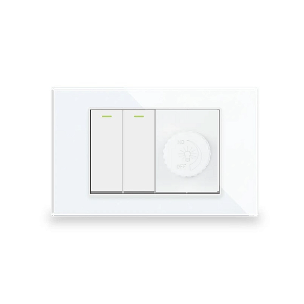 Interruptor 2 Teclas Com Dimmer Painel De Vidro 4x2