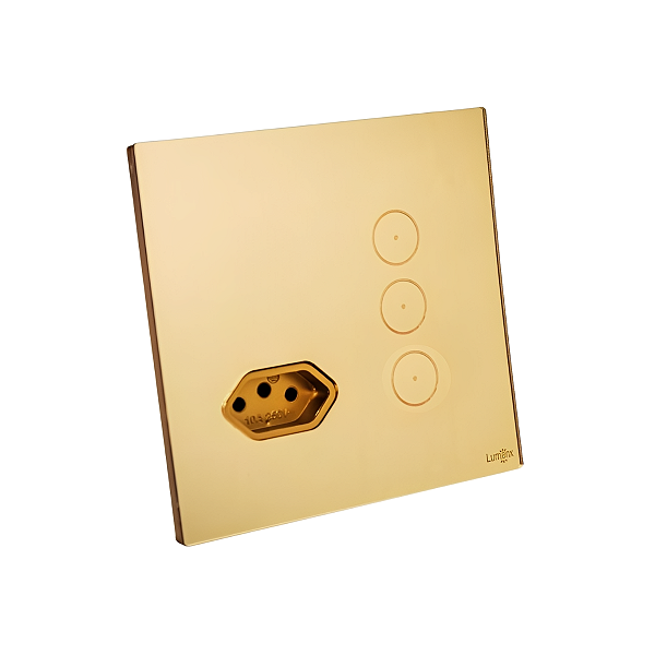 Interruptor Touch 3 Botões Com Tomada Wi-fi 4x4 Lumenx