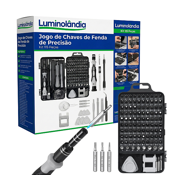 Kit Chaves Precisão 115pç Manutenção Pro Magnético Multiuso