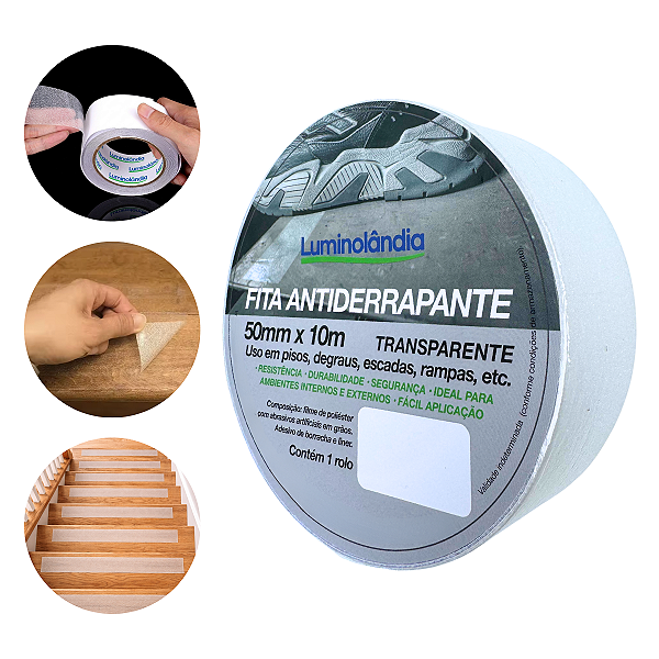Rolo Fita Antiderrapante Transparente 10 Metros 50mm Adesiva Alta Aderência Invisível Resistênte