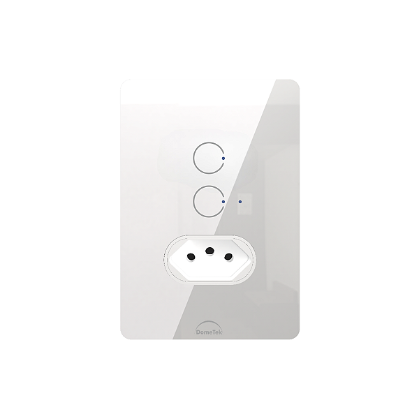 Interruptor Wifi 2 Botões E Tomada Linha Square 4x2 Dometek