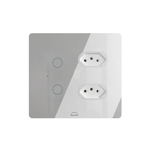 Interruptor 2 Botões Com 2 Tomadas