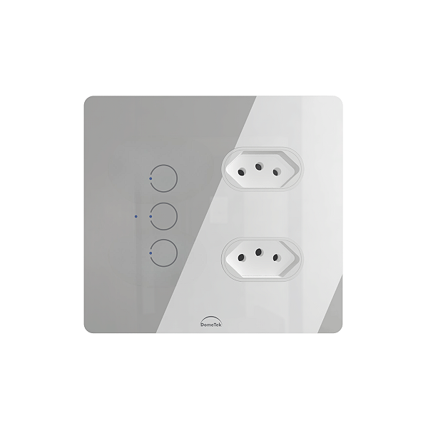 Interruptor 3 Botões Com 2 Tomadas