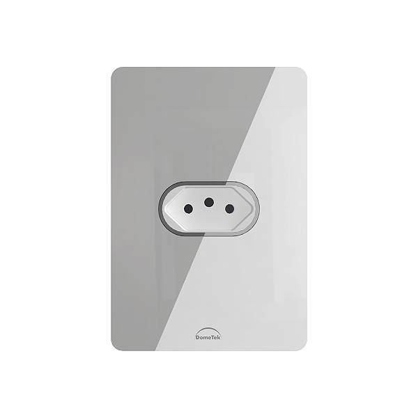 Tomada Simples Com Detalhe Cromado Linha Square 4x2 Dometek