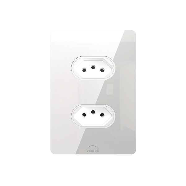 Tomada Dupla 10a Ou 20a Linha Square Brilhante 4x2 Dometek