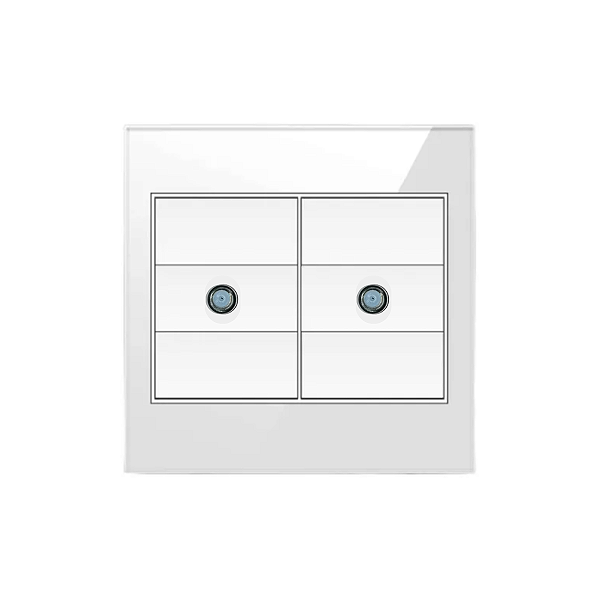 Tomada Tv Duplo Coaxial Acabamento Painel De Vidro 4x4