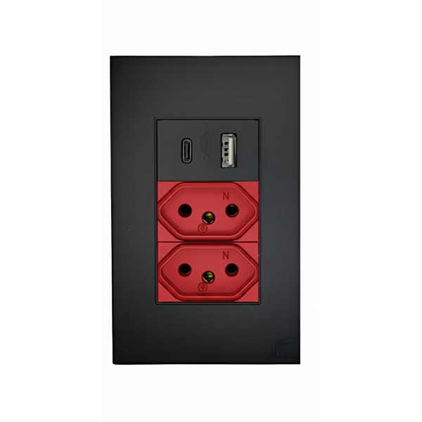 Tomada Dupla Vermelha Usb Tipo C Premium iPhone 15 16+