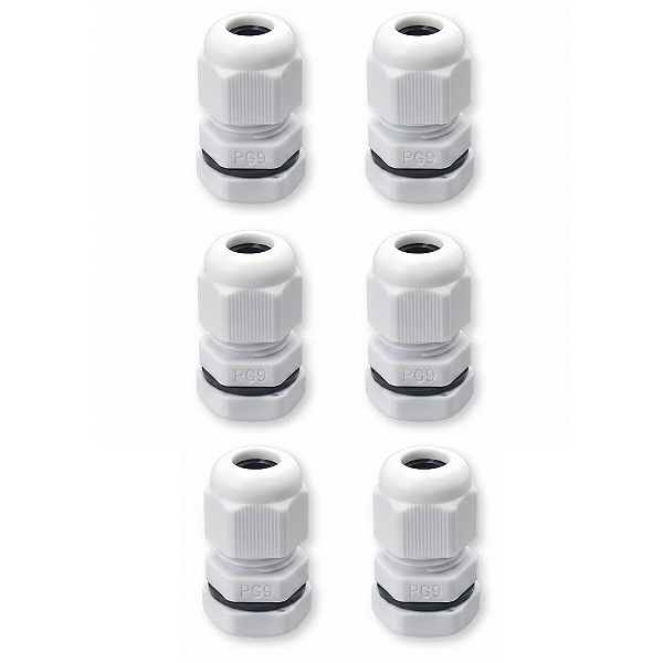 Kit 6 Conector Pg9 M16 Prensa Nylon Vedado Ip67 Protege