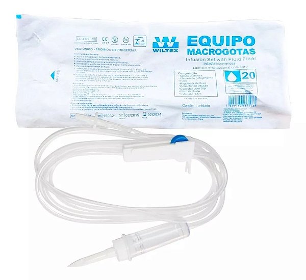 EQUIPO MACROGOTAS LUER SLIP COM FILTRO DE AR E INJETOR LATERAL WILTEX - 1 UNIDADE