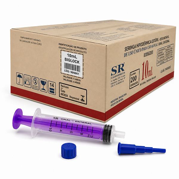 SERINGA SR 10ML BIGLOCK ORAL/ENTERAL - CX. C/200- SR