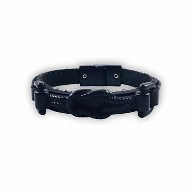 Pulseira em couro – modelo nó preto ou grafite