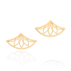 Brinco Flor De Lotus Vazado Banhado A Ouro 18k Rommanel