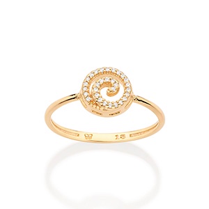 Anel Skinny Espiral Banhado A Ouro 18k Com Zircônias Rommanel